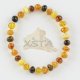 Baltic amber beads bracelet multi-colour polished